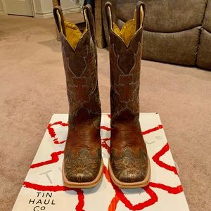 Men’s Tin Haul Tooled Leather Boots Size 8D